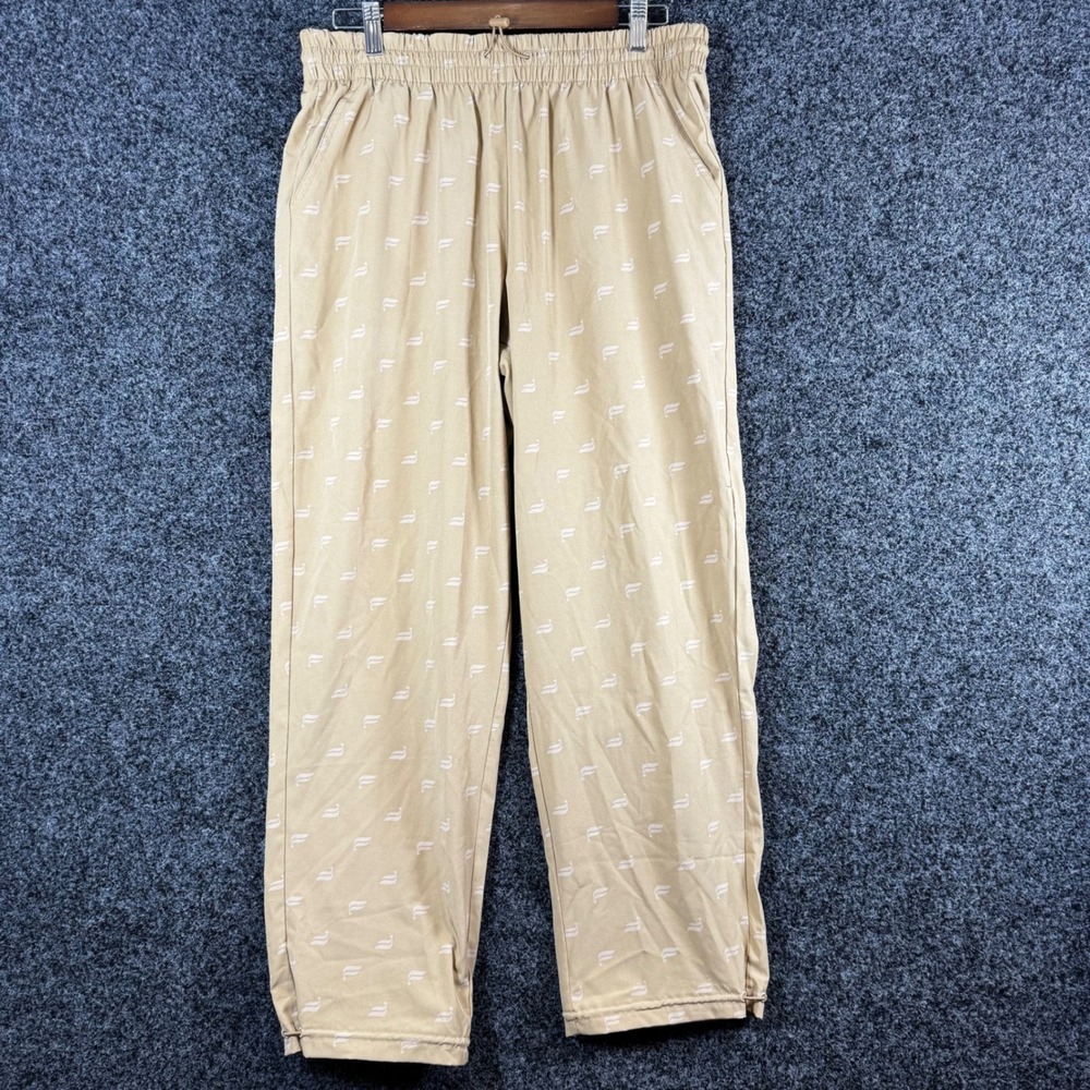 Fabletics Mens Tan Logo Print Jogger Pants Size L PT2145347 Stretch‎ Athletic